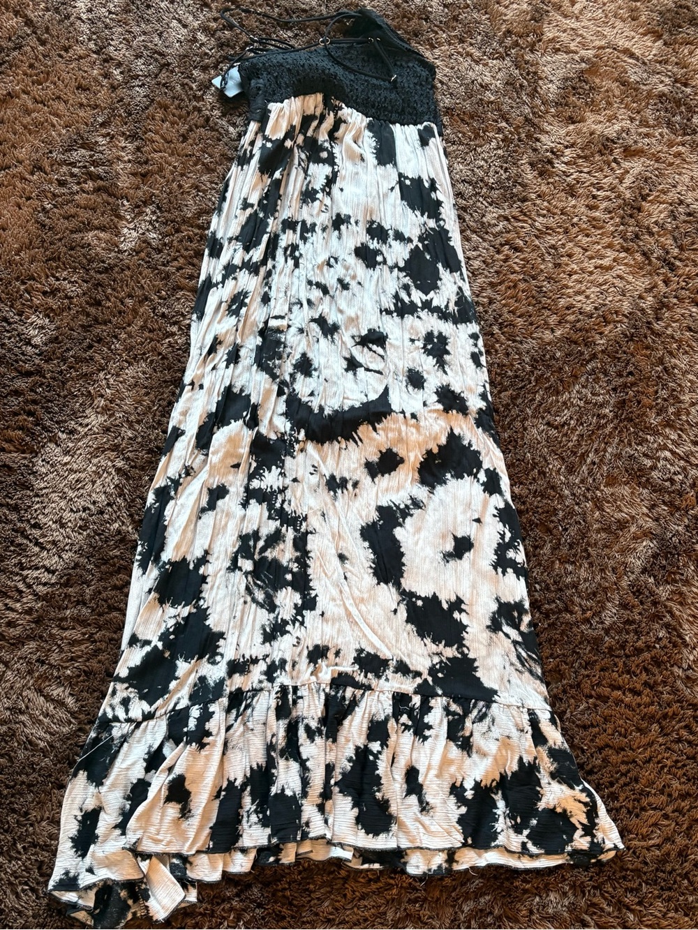 NWT Black Lace Bodice Tie-Dye Maxi Dress - Picture 3 of 4